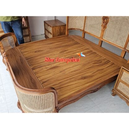 Star Enterprises Wooden Classic Bed With Cane Work BD-0136 - Image 8