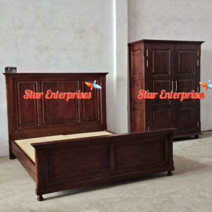 Star Enterprises Wooden Modern Style Double Bed BD-0135 - Image 2