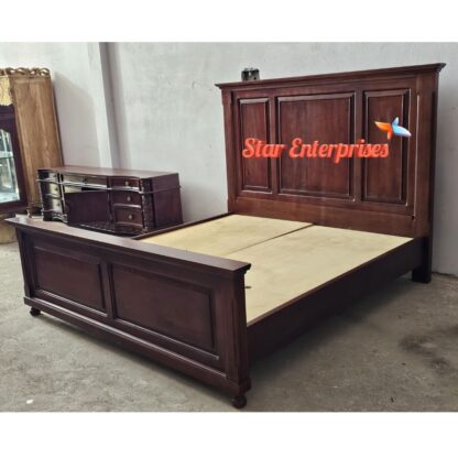 Star Enterprises Wooden Modern Style Double Bed BD-0135 - Image 4