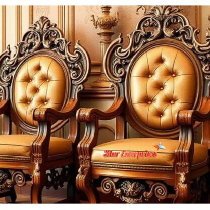Star Enterprises Wooden Royal Carved Bedroom Chairs BDCH-086 - Image 2