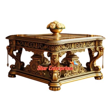 Star Enterprises Wooden Royal Carved Center Table TBL-055 - Image 2