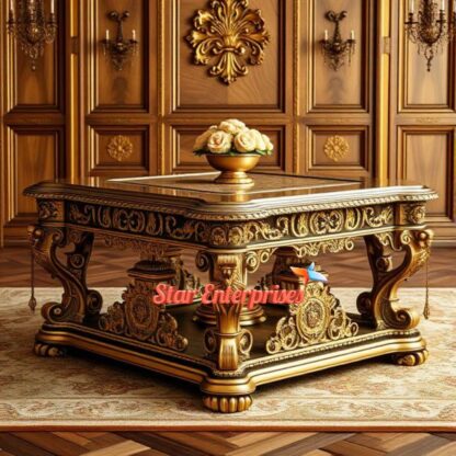 Star Enterprises Wooden Royal Carved Center Table TBL-055 - Image 4
