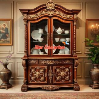 Wooden Royal Carved Crockery Cabinet