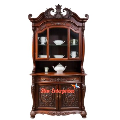 Star Enterprises Designer Hand-Carved Wooden Crockery Unit CKR-059 - Image 2