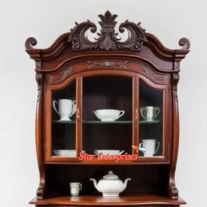 Star Enterprises Designer Hand-Carved Wooden Crockery Unit CKR-059 - Image 3