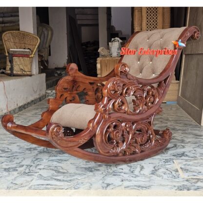 Star Enterprises Premium Teak Wood Designer Rocking Chair BDCH-087 - Image 2