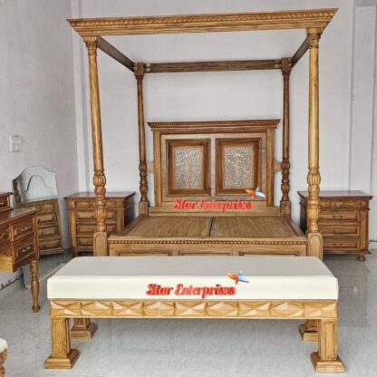 Star Enterprises Stylish Teak Wood Bed Bench BDB-047 - Image 3