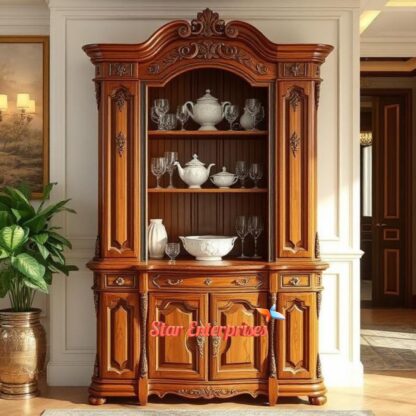 Star Enterprises Teak Wood Modern Style Crockery Unit CKR-061 - Image 4