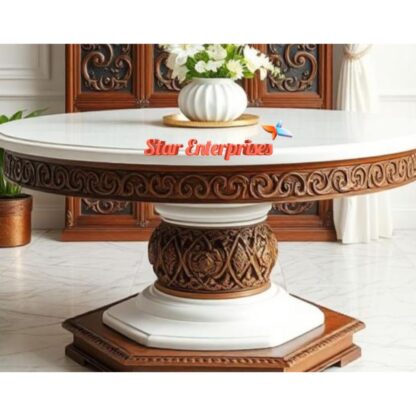 Star Enterprises Wooden Classic Round Center Table TBL-063 - Image 3