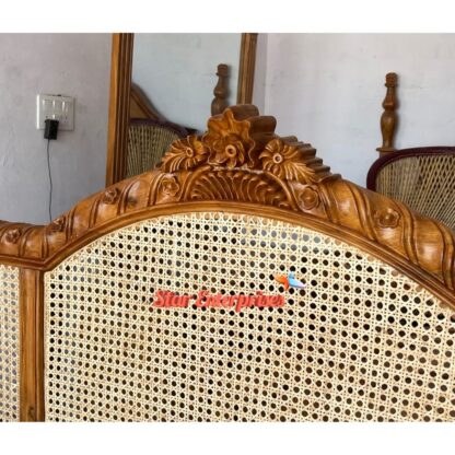 Star Enterprises Wooden Classical Cane Bed Design BD-0142 - Image 3