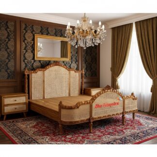 Wooden Classical Cane Bed Design