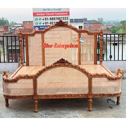 Star Enterprises Wooden Classical Cane Bed Design BD-0142 - Image 8