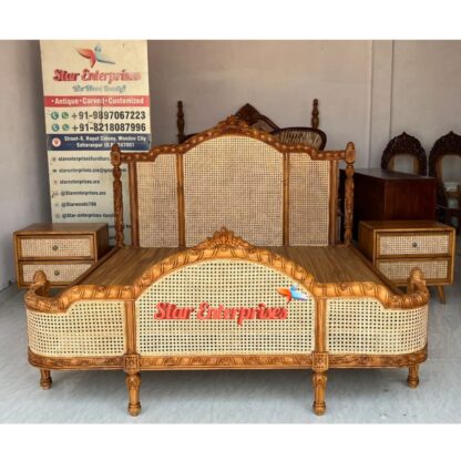Wooden Classical Cane Bed Design