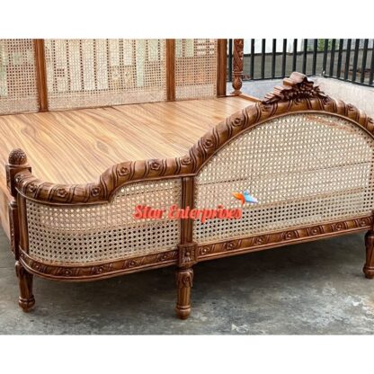 Star Enterprises Wooden Classical Cane Bed Design BD-0142 - Image 7