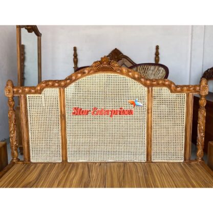 Star Enterprises Wooden Classical Cane Bed Design BD-0142 - Image 5