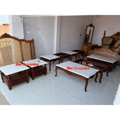 Wooden Sleek Pattern Table Collection