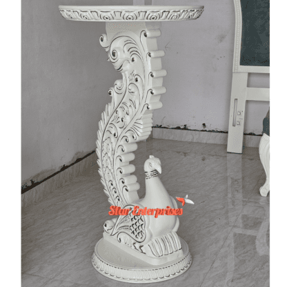 Star Enterprises Wooden Peacock Design Carved Decorative Stand CNSL-094 - Image 2