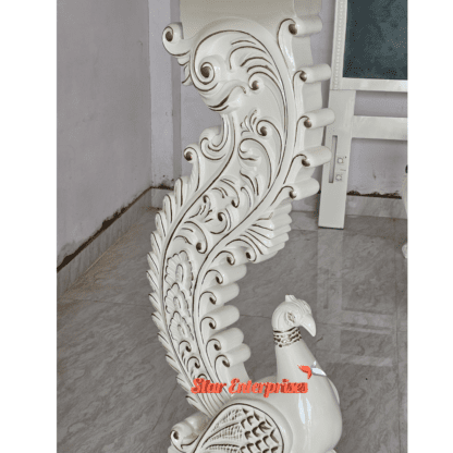 Star Enterprises Wooden Peacock Design Carved Decorative Stand CNSL-094 - Image 4