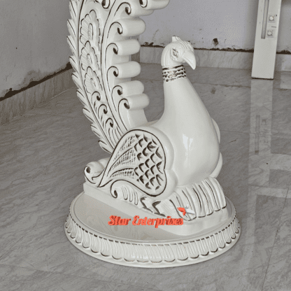 Star Enterprises Wooden Peacock Design Carved Decorative Stand CNSL-094 - Image 5