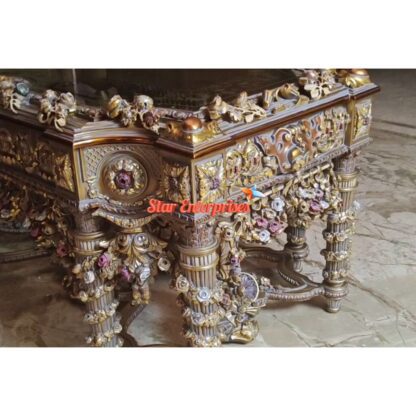 Star Enterprises Wooden Royal Carved Decorative Center Table TBL-068 - Image 3