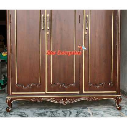 Star Enterprises High Quality Teak Wood Antique 3D Carved Wardrobe Design ALM-048 - Image 2