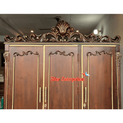 Star Enterprises High Quality Teak Wood Antique 3D Carved Wardrobe Design ALM-048 - Image 6
