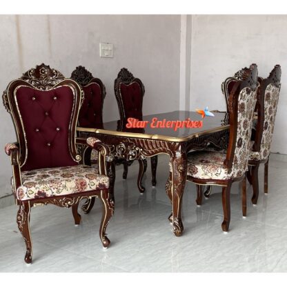 Star Enterprises Premium Teak Wood Compact Design Dining Table DNG-084 - Image 2