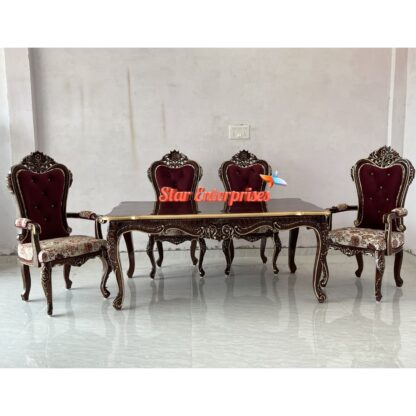 Star Enterprises Premium Teak Wood Compact Design Dining Table DNG-084 - Image 3
