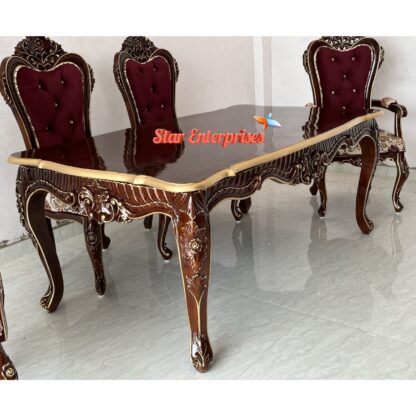 Star Enterprises Premium Teak Wood Compact Design Dining Table DNG-084 - Image 4