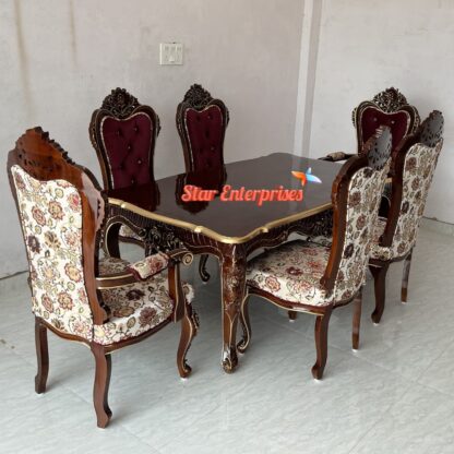 Star Enterprises Premium Teak Wood Compact Design Dining Table DNG-084 - Image 6