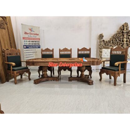 Star Enterprises Teak Wood Luxury Engraved Dining Table DNG-086 - Image 3