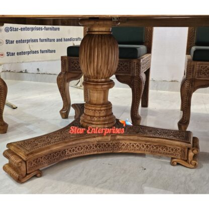 Star Enterprises Teak Wood Luxury Engraved Dining Table DNG-086 - Image 5