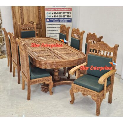 Star Enterprises Teak Wood Luxury Engraved Dining Table DNG-086 - Image 7