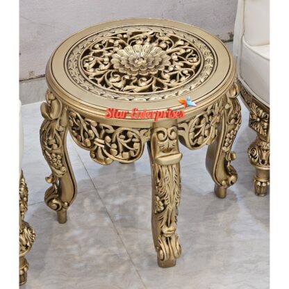 Star Enterprises Wooden Classic Hand Carved Side Table SST-06 - Image 3