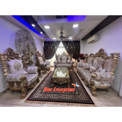 Wooden Heavy Carved Maharaja Sofa Set