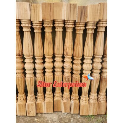 Star Enterprises Teak Wood Antique Railing Pillars Collection PIL-068 - Image 2