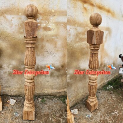 Star Enterprises Teak Wood Antique Railing Pillars Collection PIL-068 - Image 3