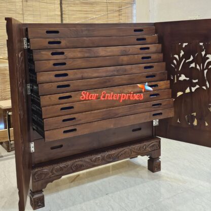 Star Enterprises Wooden Antique Carved Jewellery Storage Unit CHDR-052 - Image 4