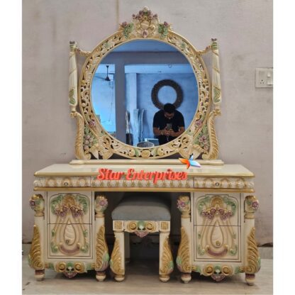 Star Enterprises Wooden Heavy Carved Premium Dressing Table DRSR-063 - Image 6