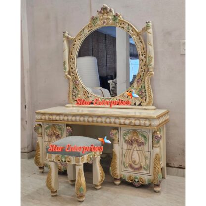 Star Enterprises Wooden Heavy Carved Premium Dressing Table DRSR-063 - Image 7