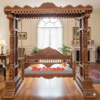 Teak Wood Engraved Maharaja Swing