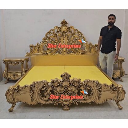 Star Enterprises Teak Wood Royal King Size Bed BD-0151 - Image 7