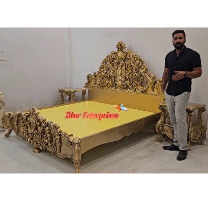 Star Enterprises Teak Wood Royal King Size Bed BD-0151 - Image 2