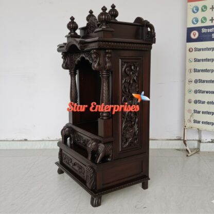 Star Enterprises Teak Wood Antique Carved Temple TMP-044 - Image 3