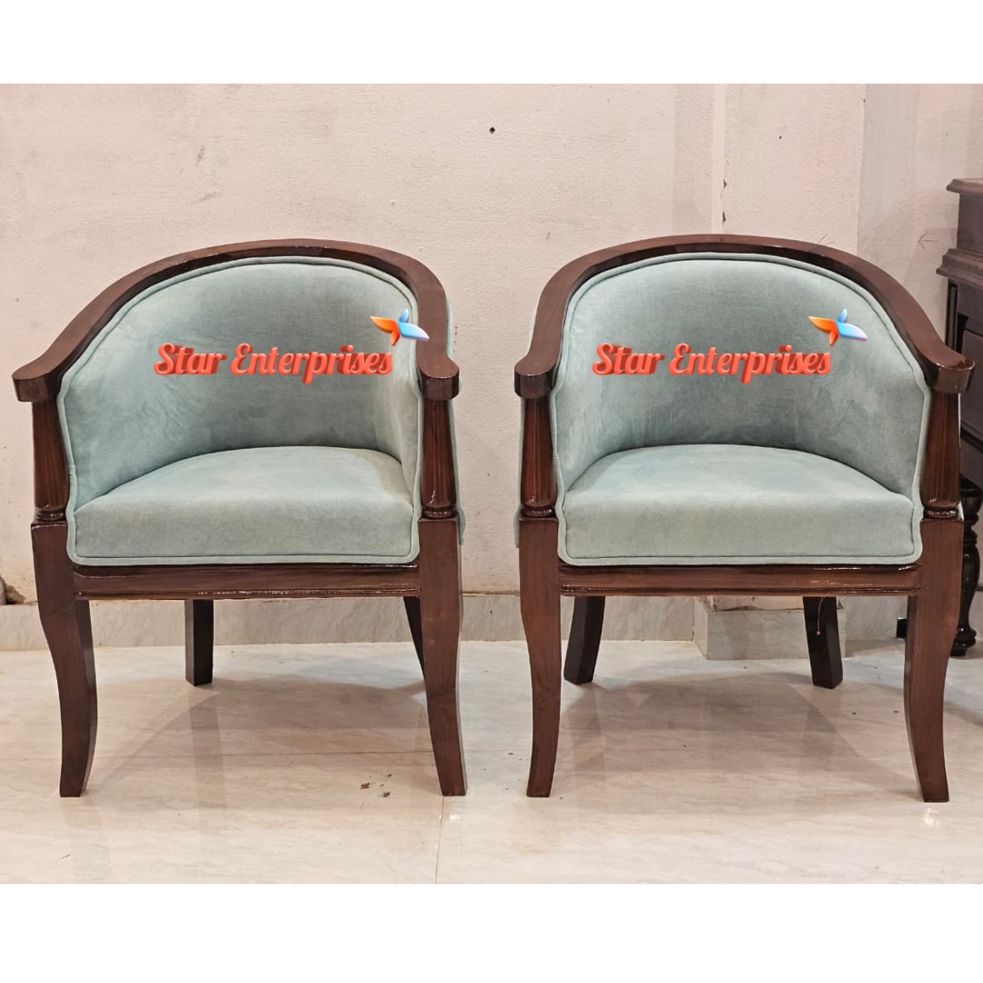 Teak Wood Bedroom Accent Arm Chairs (2)