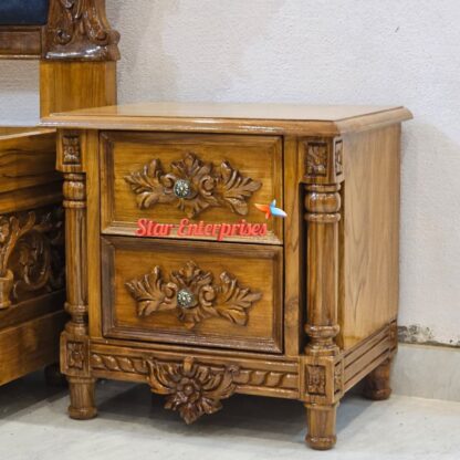Star Enterprises Teak Wood Compact Design Bedside Table BDSD-71 - Image 2
