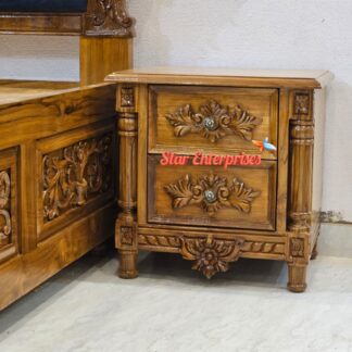 Teak Wood Compact Bedside Table
