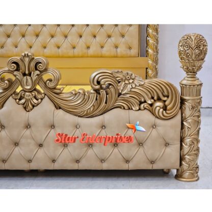 Star Enterprises Wooden Classical Maharaja Carved Double Bed BD-0154 - Image 4