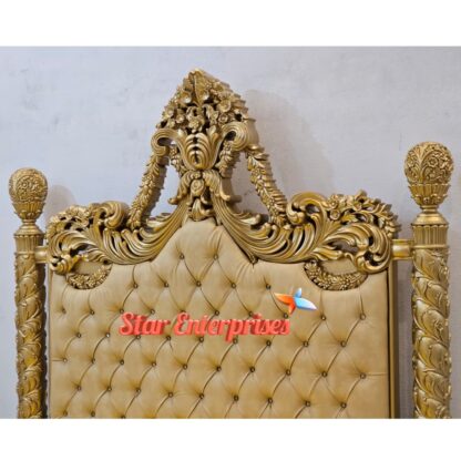 Star Enterprises Wooden Classical Maharaja Carved Double Bed BD-0154 - Image 3
