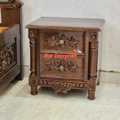 Star Enterprises Wooden Handcrafted Bedside Table BDSD-070 - Image 2